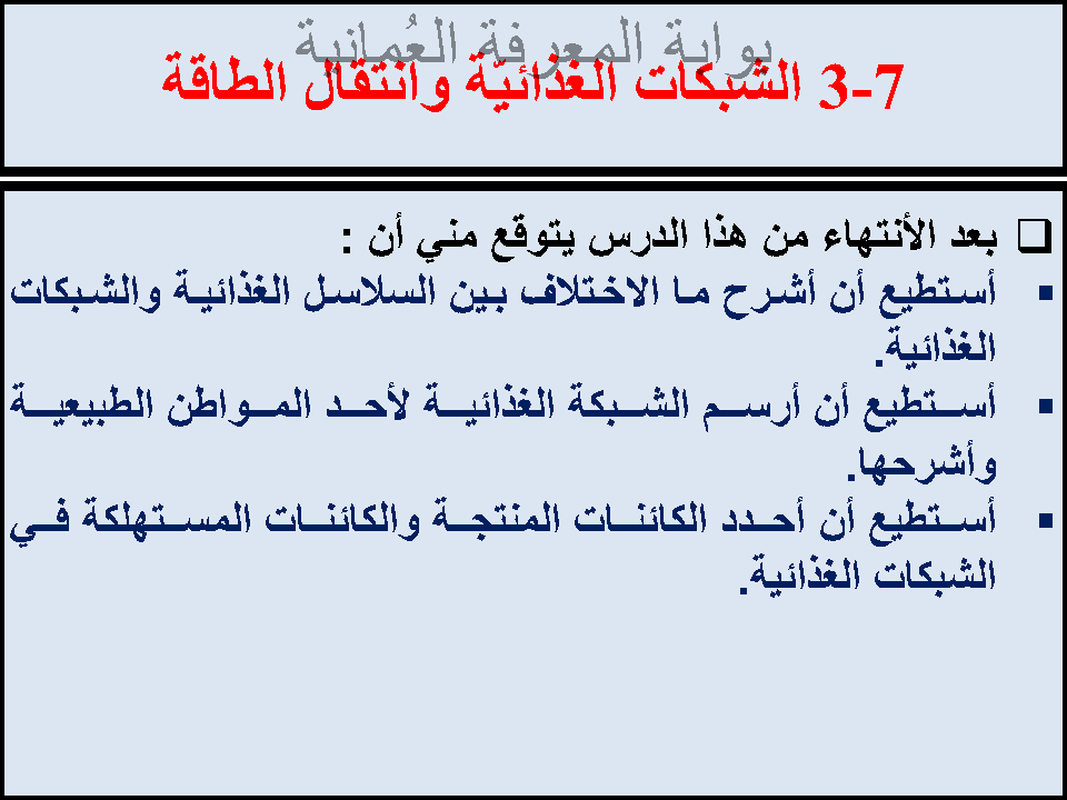 الشبكات الغذائية وانتقال الطاقة