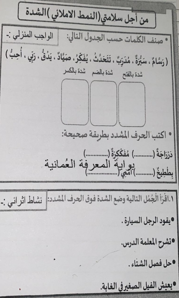 من أجل سلامتي (النمط الإملائي) الشدة