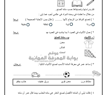 الاستقصاء العلمي في مادة العلوم – الصف الأول، الفصل الثاني