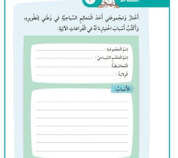 المعالم السياحية في سلطنة عمان والعمل مع مجموعته على كتابة معلومات عنه