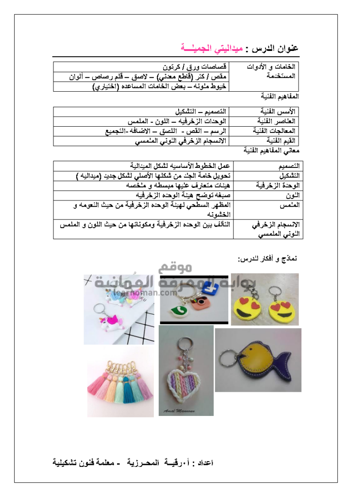 ميداليتي الجميلة – الفنون التشكيلية