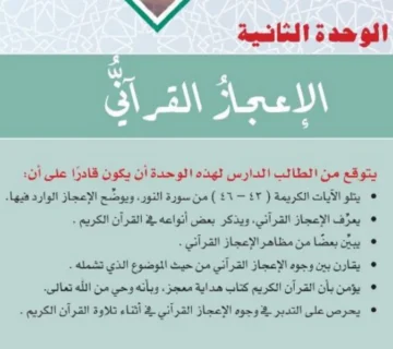 الإعجاز القرآني: شرح شامل لأنواع الإعجاز في القرآن الكريم (الصف العاشر)